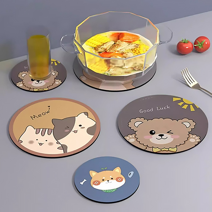실리콘 티코스터 제작 — 풀컬러 인쇄 컵받침·냄비받침 굿즈 1 실리콘 티코스터 제작 컵받침·냄비받침 사용 모습