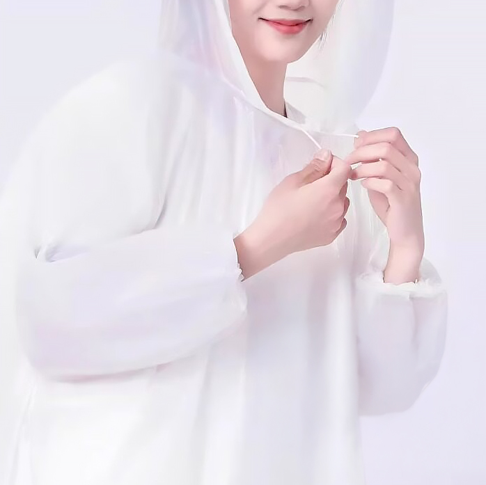 일회용 우비 제작, 로고 넣는 카드형 판촉 우비 4 일회용 우비 후드 조임 끈 흰색